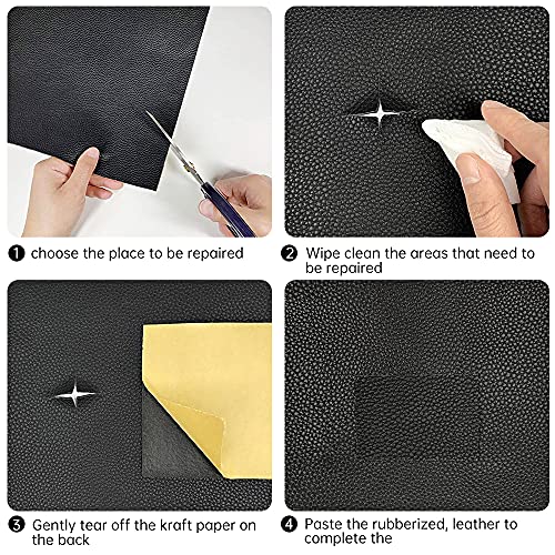 Leather Repair Tape Patch Kit Black 3 x 60 inch Leather Repair Patch Self Adhesive for Furniture, Couch, Sofa, Car Seats,Computer Chair, First Aid Vinyl Repair Kit