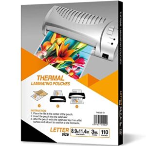 Everest Thermal Laminating Pouches, 8.9 x 11.4 - Inches, 3 Mil Thick, 110 - Pack, Letter Size Sheets, Clear(TH0300-01)