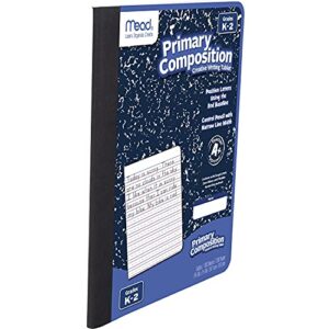 Mead Primary Composition Notebook, Wide Ruled Comp Book, Lined Paper, Grades K-2 Writing Workbook, Dotted Notebook Perfect for Home School Supplies, 100 Sheets, Blue Marble (09902)
