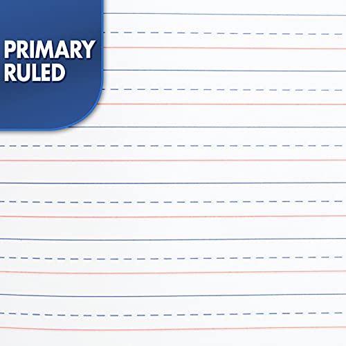 Mead Primary Composition Notebook, Wide Ruled Comp Book, Lined Paper, Grades K-2 Writing Workbook, Dotted Notebook Perfect for Home School Supplies, 100 Sheets, Blue Marble (09902)