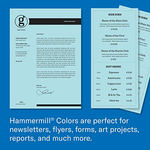 Hammermill Colored Paper, 24 lb Blue Printer Paper, 8.5 x 11 - 1 Ream (500 Sheets) - Made in the USA, Pastel Paper, 103671R