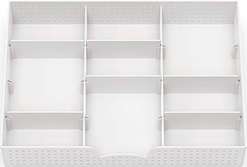 Simple Houseware Drawer Organizer Tray with 9 Adjustable Compartments, White