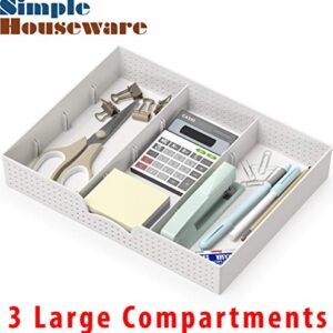 Simple Houseware Drawer Organizer Tray with 9 Adjustable Compartments, White