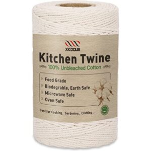 xkdous 476ft butchers twine, 100% cotton food safe cooking twine kitchen twine string, 2mm natural white butcher twine for meat and roasting, trussing poultry, bakes twine & crafting