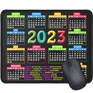 mouse pad with stitched edge, computer mouse pad with non-slip rubber base, mouse pads for computers laptop mouse 9.6×7.9×0.1 inch (2023 calendar black)