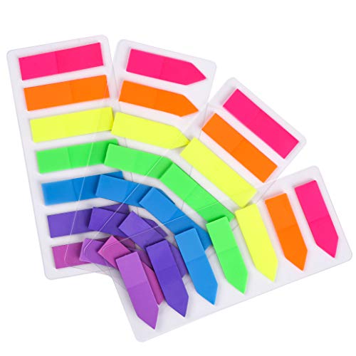 Lysas 4 Sets Neon Page Markers Colored Index Tabs, Fluorescent Sticky Note for Page Marker, 560pcs