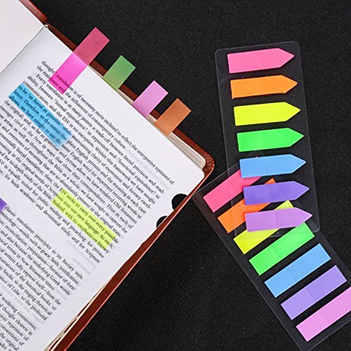 Lysas 4 Sets Neon Page Markers Colored Index Tabs, Fluorescent Sticky Note for Page Marker, 560pcs