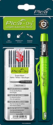 Pica-Dry Longlife Automatic Pencil With Pica-Dry 10 Pack Refill (Graphite 2B, Water Soluble) 30403