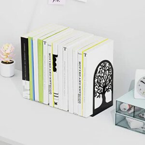 Bookends, Book Ends, Metal Bookends for Shelves Decorative, Tree Bookend Stopper for Heavy Books, Black Book Ends to Hold Books for Home Office, 6.5 X 4.7 X 3.5 Inch(3 Pairs/6 Pcs, Large)