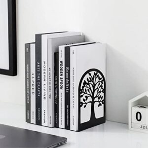 Bookends, Book Ends, Metal Bookends for Shelves Decorative, Tree Bookend Stopper for Heavy Books, Black Book Ends to Hold Books for Home Office, 6.5 X 4.7 X 3.5 Inch(3 Pairs/6 Pcs, Large)