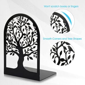 Bookends, Book Ends, Metal Bookends for Shelves Decorative, Tree Bookend Stopper for Heavy Books, Black Book Ends to Hold Books for Home Office, 6.5 X 4.7 X 3.5 Inch(3 Pairs/6 Pcs, Large)