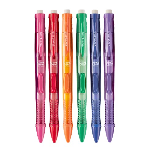 Paper Mate Clearpoint Mechanical Pencils, 0.7 mm Lead Pencil, Black Barrel, Refillable, 6 Pack