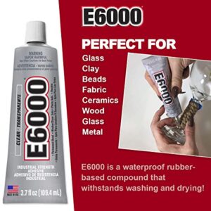 E6000 3.7 Ounce (109.4mL) Tube Industrial Strength Adhesive for Crafting, 10 Snip Tip Applicator Tips and Pixiss Art Dotting Stylus Pens 5 pcs Set