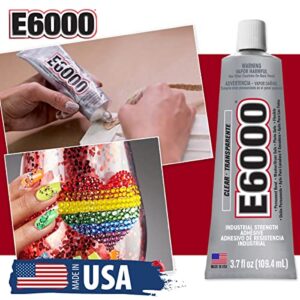 E6000 3.7 Ounce (109.4mL) Tube Industrial Strength Adhesive for Crafting, 10 Snip Tip Applicator Tips and Pixiss Art Dotting Stylus Pens 5 pcs Set