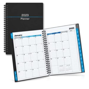 dunwell 2023 planner weekly monthly (6×8.25″), small 2023 planner book, agenda 8 x 6, calendar yearly planner, monthly tabs, bookmark, notes, inner pocket, stickers