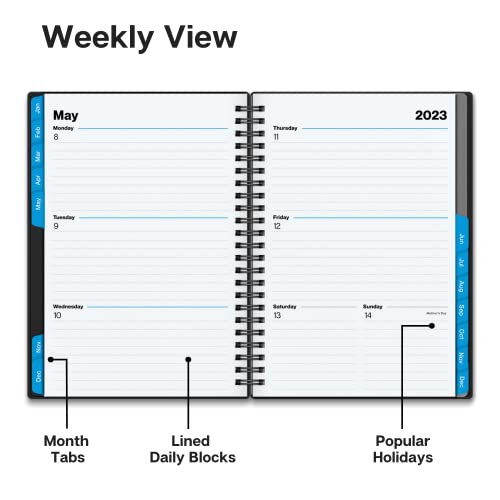 Dunwell 2023 Planner Weekly Monthly (6x8.25"), Small 2023 Planner Book, Agenda 8 x 6, Calendar Yearly Planner, Monthly Tabs, Bookmark, Notes, Inner Pocket, Stickers