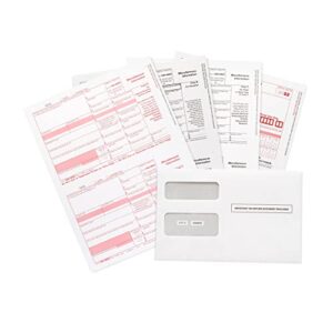 1099 misc forms 2022, 4 part tax forms kit, 25 vendor kit of laser forms, compatible with quickbooks and accounting software, 25 self seal envelopes included