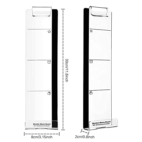 Multifunction Computer Monitor Memo Board - Transparent Computer Side Panel Memo Creative Monitor Side Panel with Phone Holder Suitable for Office Home Desktop (Left and Right) 1 Set