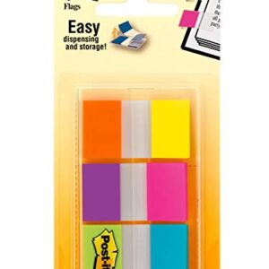 Post-it Flags, 60/On-the-Go Dispenser, .47 in Wide, Alternating Electric Glow Collection (680-EG-ALT)