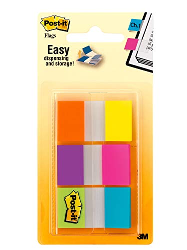 Post-it Flags, 60/On-the-Go Dispenser, .47 in Wide, Alternating Electric Glow Collection (680-EG-ALT)