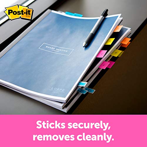 Post-it Flags, 60/On-the-Go Dispenser, .47 in Wide, Alternating Electric Glow Collection (680-EG-ALT)