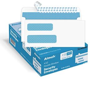 500 #10 double window self seal security envelopes – for invoices, statements & documents, security tinted – enveguard, size 4-1/8 x 9-1/2 -white – 24 lb – 500 count (30001)