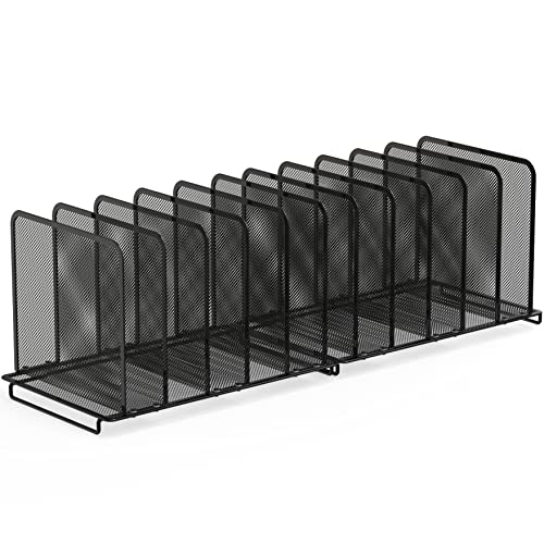 2 Pack - SimpleHouseware 5 Section Upright File Sorter Organizer, Black