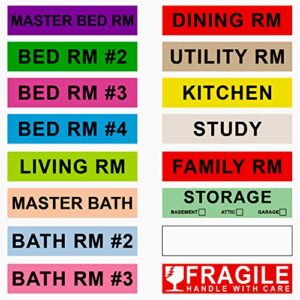 printholic 960 count home moving labels,16 rolls different color coding moving labels for boxes stickers + fragile moving stickers + 1 blank label roll is for customized use-moving-labels