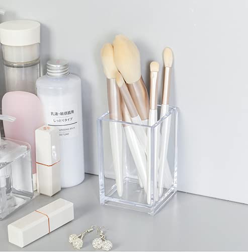 Clear Acrylic Pencil Pen Holder Cup, Clear Makeup Brush Holder, Acrylic Desk Accessories, Stationery Organizer for Office Desk Accessory