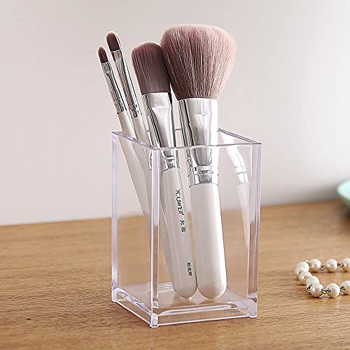 Clear Acrylic Pencil Pen Holder Cup, Clear Makeup Brush Holder, Acrylic Desk Accessories, Stationery Organizer for Office Desk Accessory