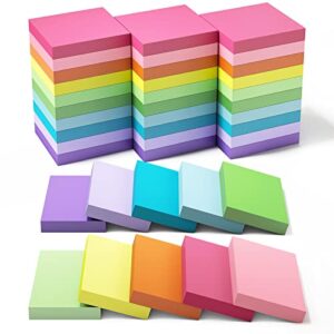 eoout sticky notes 1.5×2 inches, 30 pack bright colors self-stick pads, 10 colors super adhesive bright colors memo pads, 75 sheets/pad