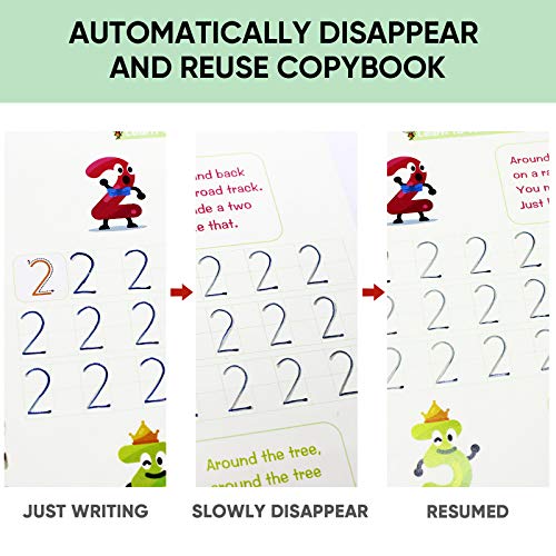 4 PCS Magic Practice Copybook for Kids, Handwriting English Reusable Magical Ink Practice Copy Books for Kids Preschools Tracing Book Letter Writing Book