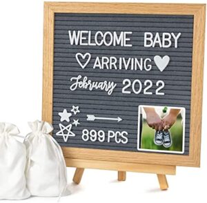 double sided felt letter board with letters – 10″ x 10″ rustic wood frame message board with changeable letter boards include pre-cut 889 white plastic letters