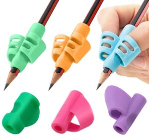 stylo pack of 6 pencil grips for kids handwriting, perfect pencil holders for kids home schooling and preschool – writing tools for kids, assorted pen grips, christmas gifts