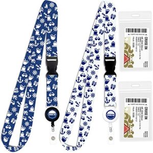 cruise lanyard for ship cards | 2 pack cruise lanyards with id holder, key card retractable badge & waterproof ship card holders
