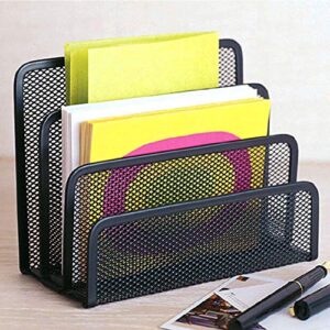 Desk Mail Organizer wishacc Small File Holders Letter Organizer Metal Mesh Document/Filing/Folders/Paper Organizer for Desktop