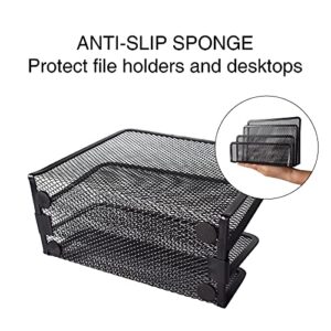 Desk Mail Organizer wishacc Small File Holders Letter Organizer Metal Mesh Document/Filing/Folders/Paper Organizer for Desktop