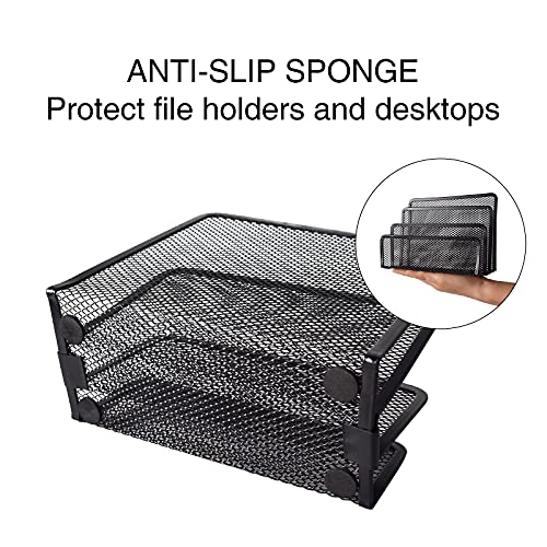 Desk Mail Organizer wishacc Small File Holders Letter Organizer Metal Mesh Document/Filing/Folders/Paper Organizer for Desktop