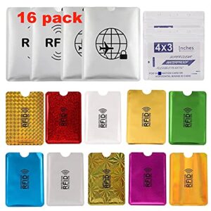 luumxai 16 rfid blocking sleeves envelopes(10 credit card holders & 4 passport protectors) identity theft protection secure sleeves set.waterproof aluminum foil slim design easily into your wallet