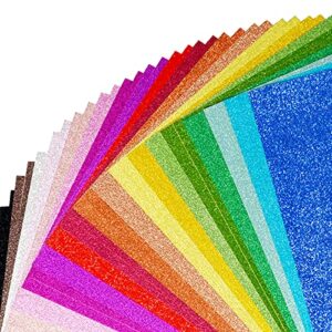 glitter cardstock paper, 40 sheets 20 colors, colored cardstock for cricut, premium glitter paper for crafts, a4 glitter card stock for diy projects, sparkly paper for card making, 250 gsm