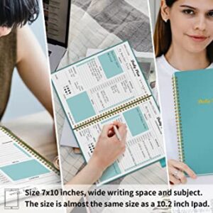 Daily Planner Undated, To Do List Notebook with Hourly Schedule Regolden-Book Calendars Meal, Spiral Appointment Organizers Notebook for Man/ Women, Pocket,Pen Loop, 160 Pages (7x10")