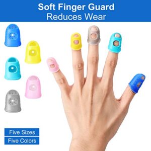 20 Pieces Rubber Finger Tips Guard 5 Sizes Non-Slip Finger Pads Grips Assorted Colors Finger Protector Covers for Sorting Task, Paperwork, Cutting, Wax Carving (XS/S/M/L/XL)