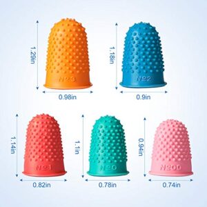 20 Pieces Rubber Finger Tips Guard 5 Sizes Non-Slip Finger Pads Grips Assorted Colors Finger Protector Covers for Sorting Task, Paperwork, Cutting, Wax Carving (XS/S/M/L/XL)