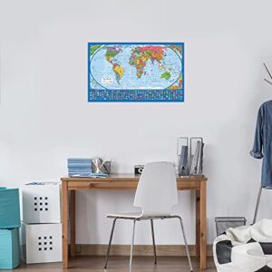 2 Pack - Laminated World Map Poster & USA Map Set - Equal Earth world map design shows continents at true relative size - US Map 18” x 29”