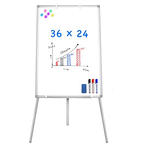 Easel Whiteboard - Magnetic Portable Dry Erase Easel Board 36 x 24 Tripod Whiteboard Height Adjustable, 3' x 2' Flipchart Easel Stand White Board for Office or Teaching at Home & Classroom