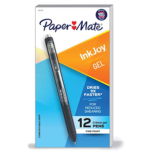 Paper Mate InkJoy Gel Pen, Fine Point, Black, Box of 12