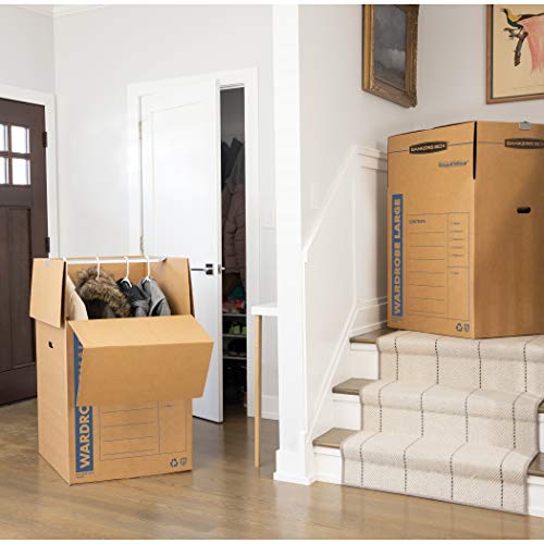 Bankers Box SmoothMove Wardrobe Moving Boxes, Tall, 24 x 24 x 40 Inches, 3 Pack (7711001)