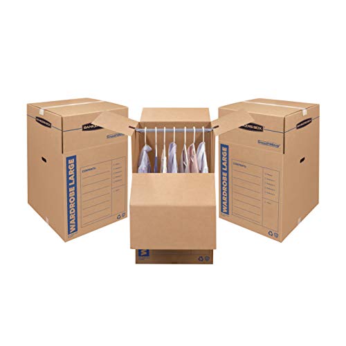 Bankers Box SmoothMove Wardrobe Moving Boxes, Tall, 24 x 24 x 40 Inches, 3 Pack (7711001)