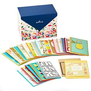 hallmark all occasion handmade boxed set of assorted greeting cards with card organizer (pack of 24)—birthday, baby, wedding, sympathy, thinking of you, thank you, blank