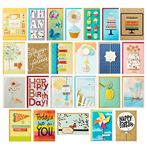 Hallmark All Occasion Handmade Boxed Set of Assorted Greeting Cards with Card Organizer (Pack of 24)—Birthday, Baby, Wedding, Sympathy, Thinking of You, Thank You, Blank